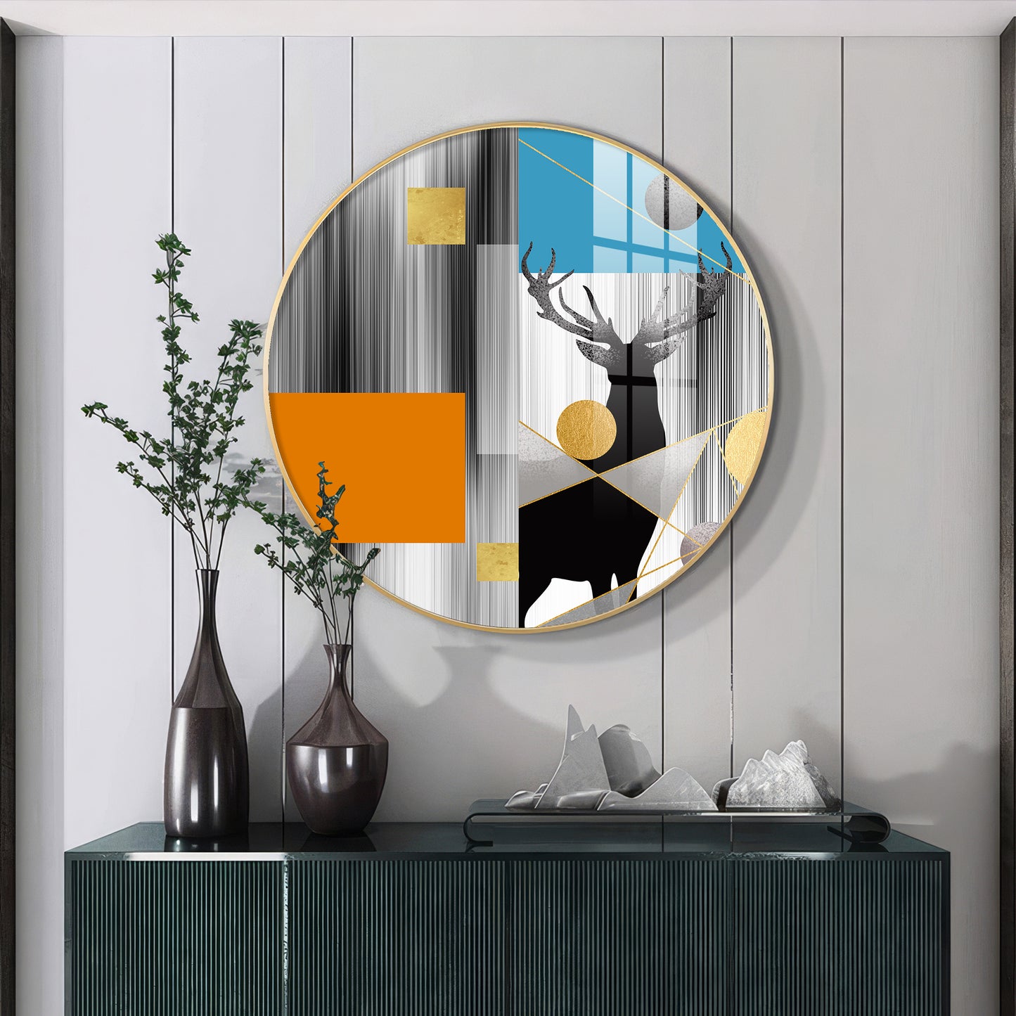 Circular Deer Premium Acrylic Round Wall Art