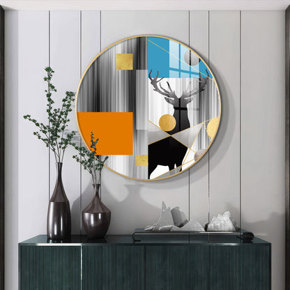 Circular Deer Premium Acrylic Round Wall Art