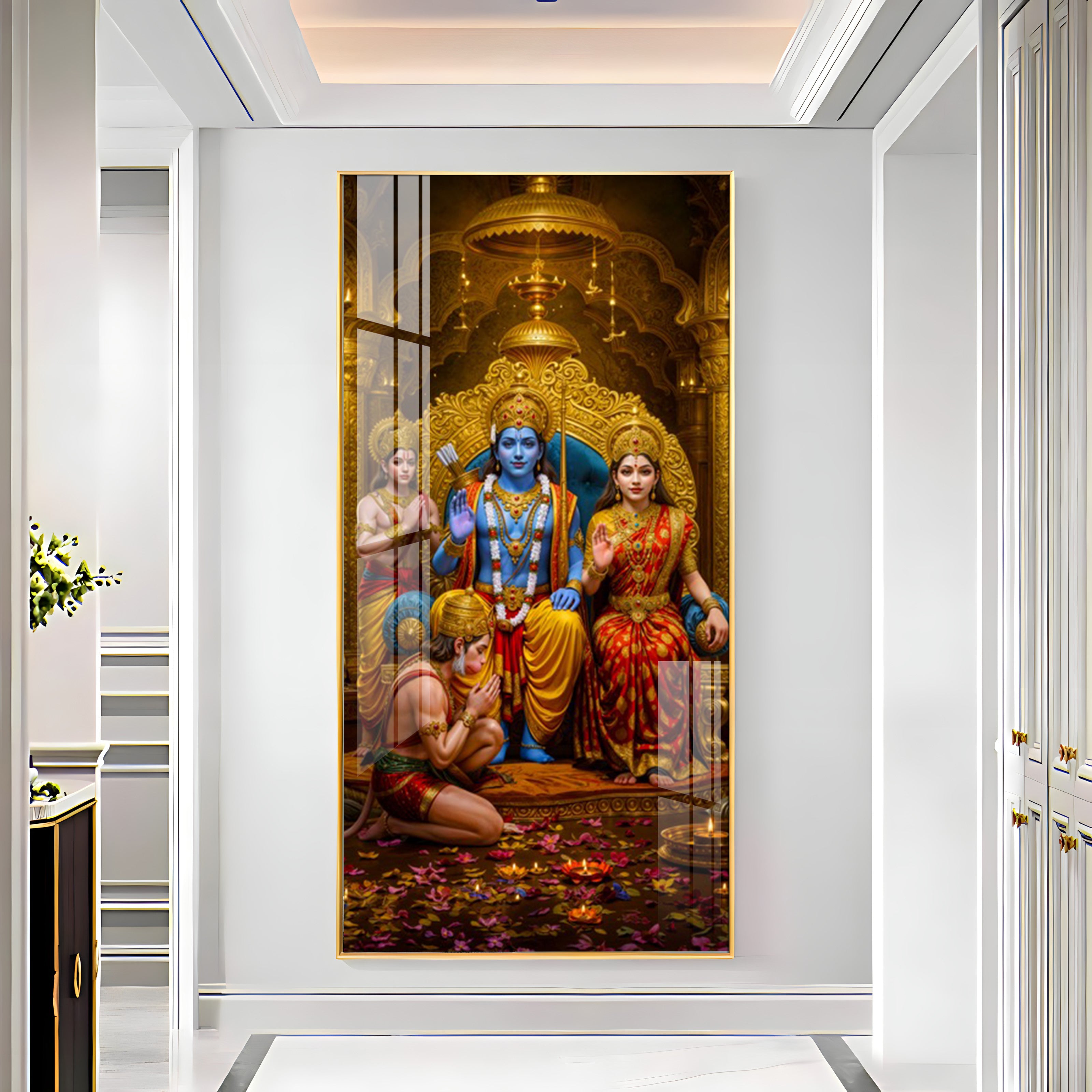 Devotion Of Hanuman Premium Acrylic Vertical Wall Art