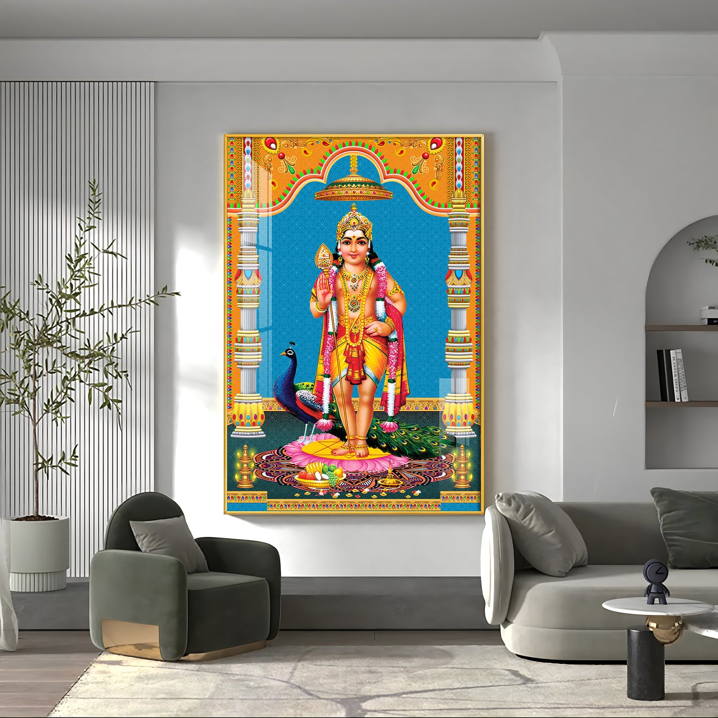 God Murugan Kartikeya Premium Acrylic Vertical Wall Art