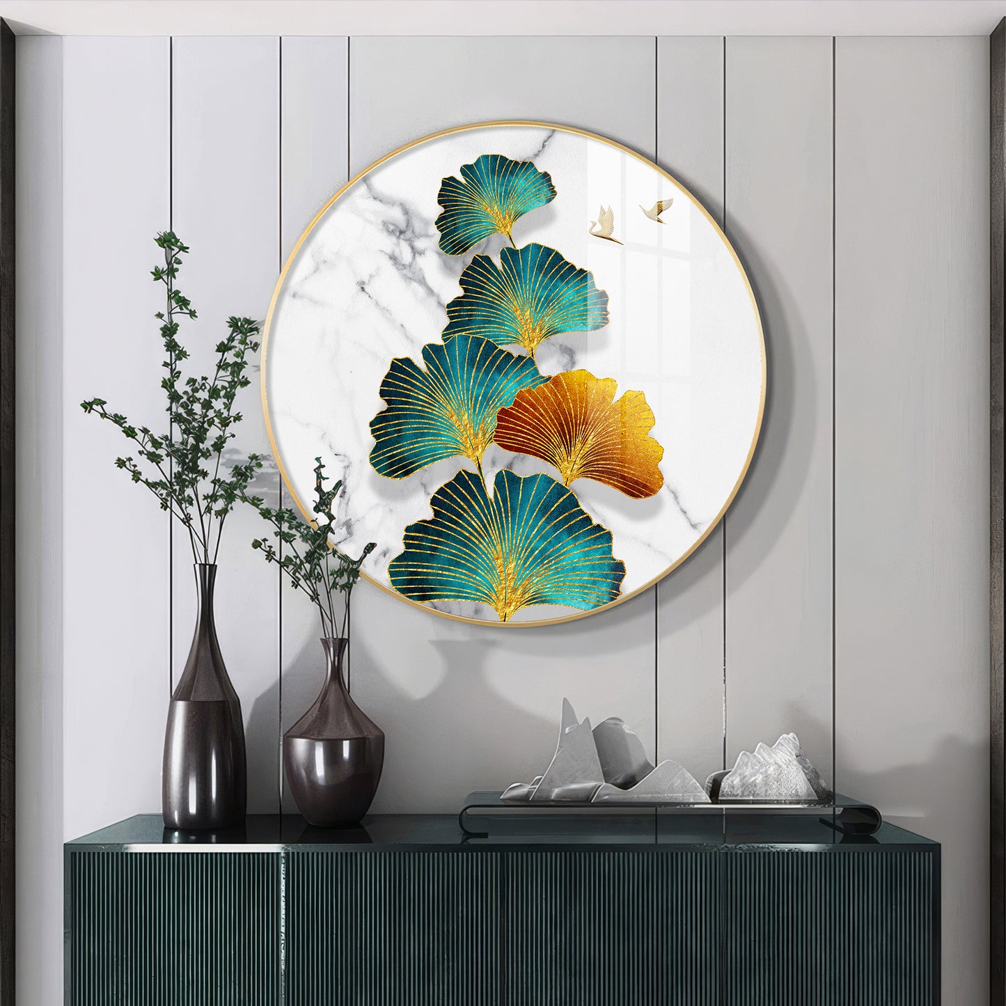 Leaf of Serenity Premium Acrylic Round Wall Art