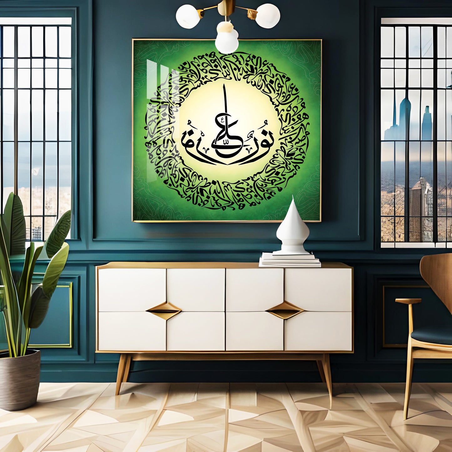 Allah Arabic Calligraphy Premium Acrylic Square Wall Art