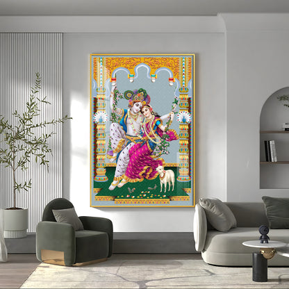 Sacred Radha and Krishna Premium Acrylic Vertical Wall Art