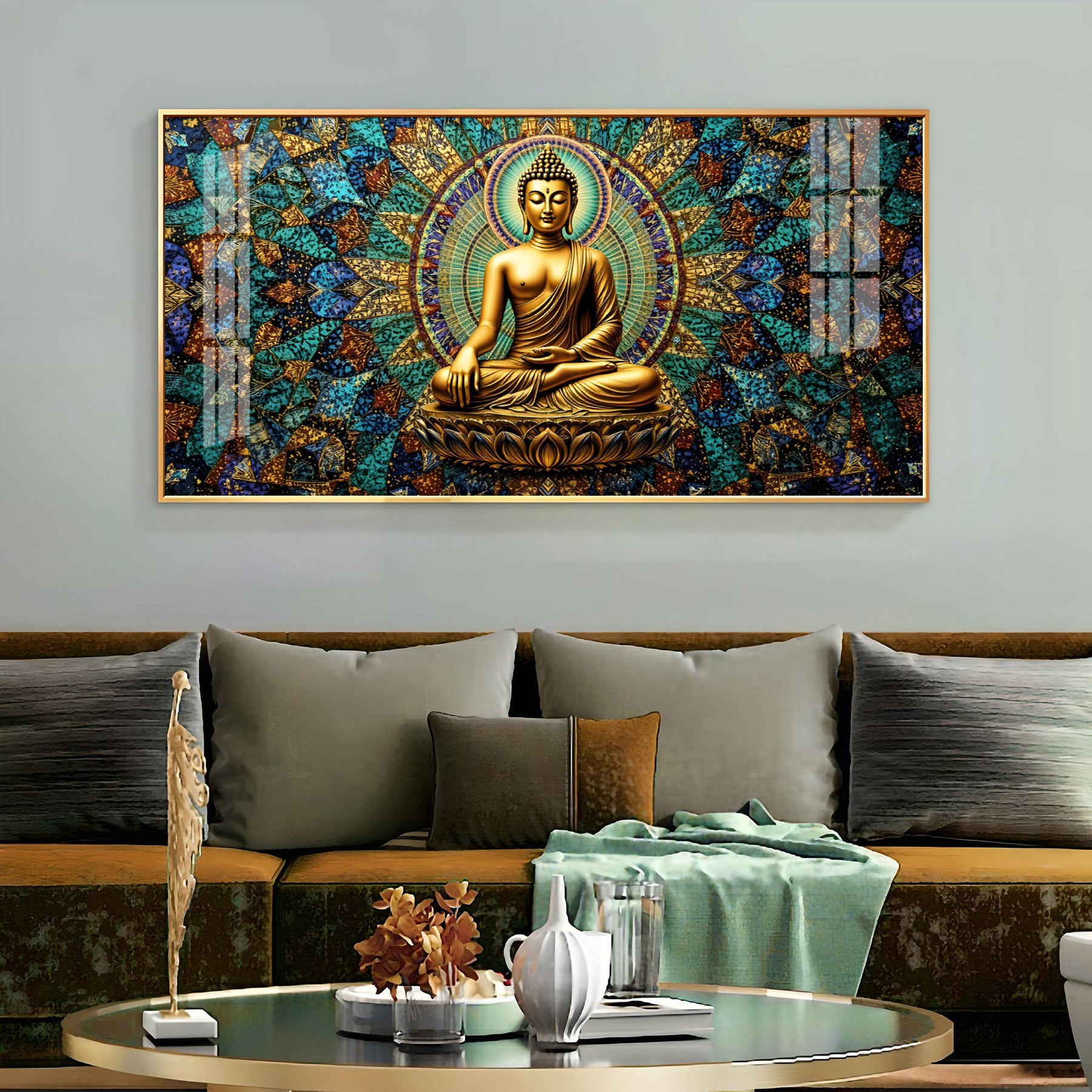 Buddha's Warm Embrace Premium Acrylic Horizontal Wall Art