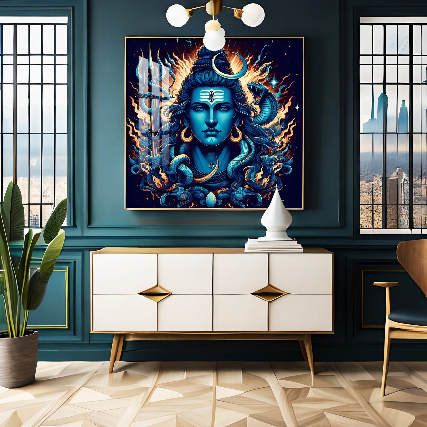 Lord Mahadev Shiva Premium Acrylic Square Wall Art