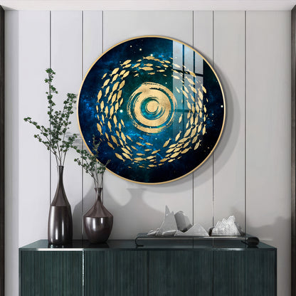 Fish Flow Mosaic Premium Acrylic Round Wall Art