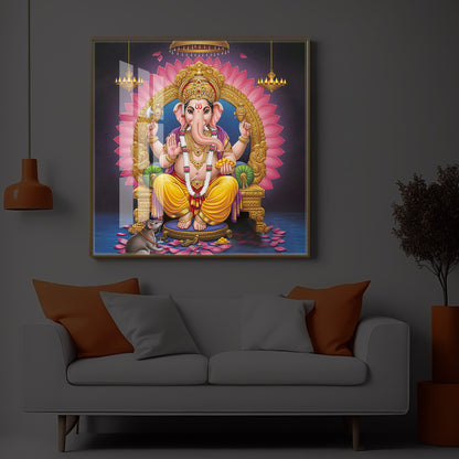 Divine Ganesh JI Modern Luxury Backlight Square Wall Art