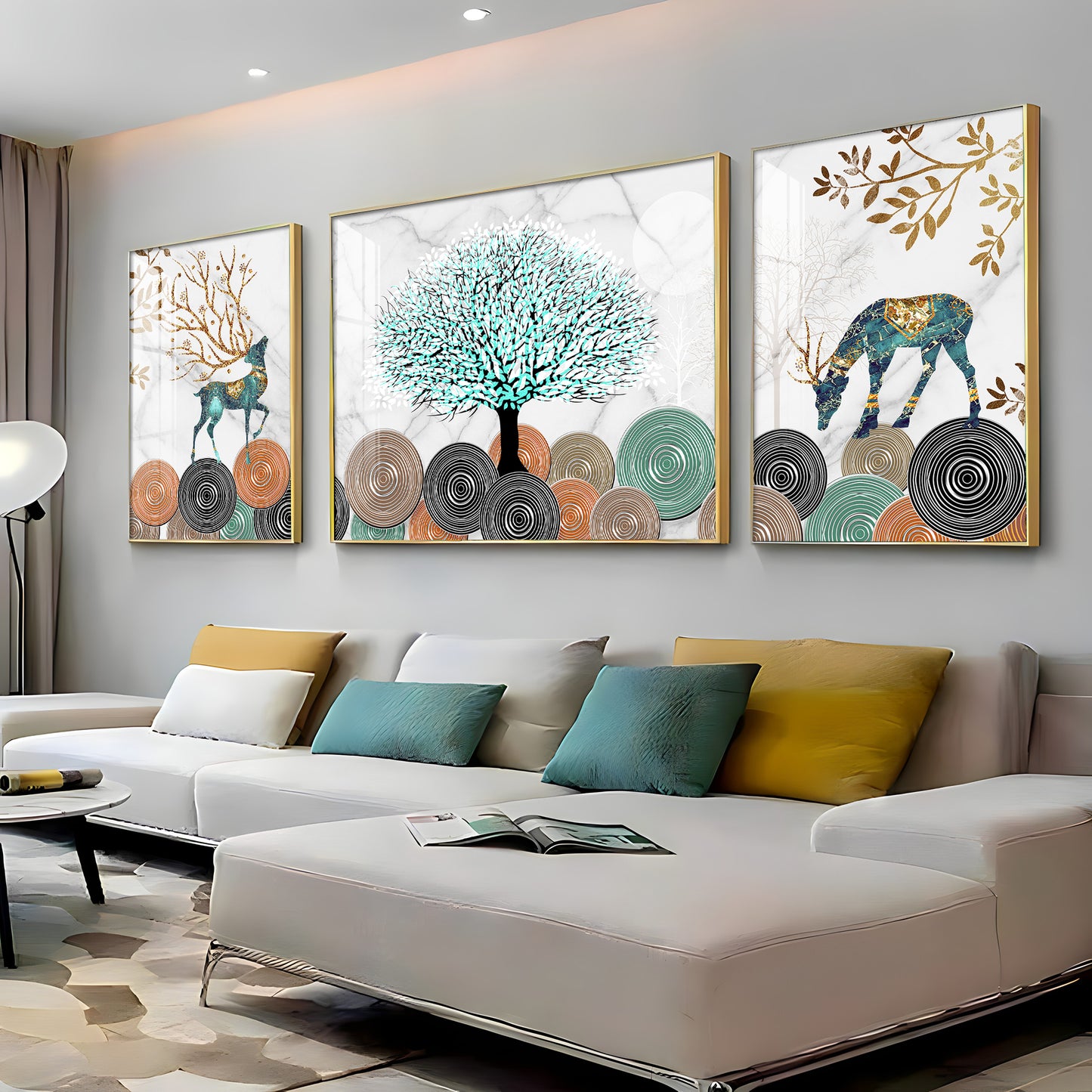 Tree With Unique Leaves Premium Acrylic Wall Art (Set of 3)