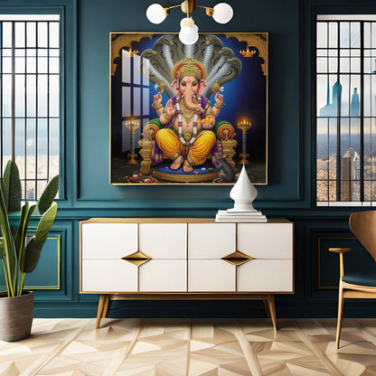 Jai Ganesha Ji Premium Acrylic Square Wall Art