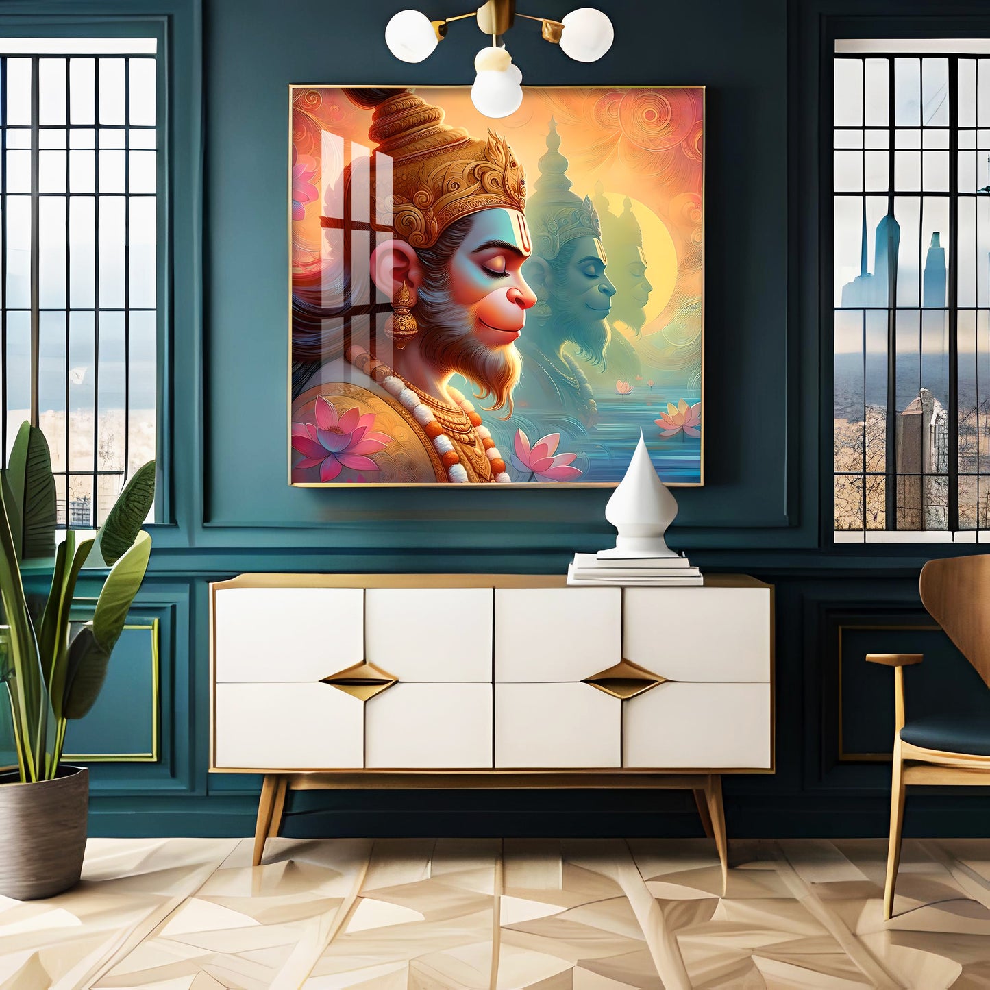 Hanuman ji Premium Acrylic Square Wall Art