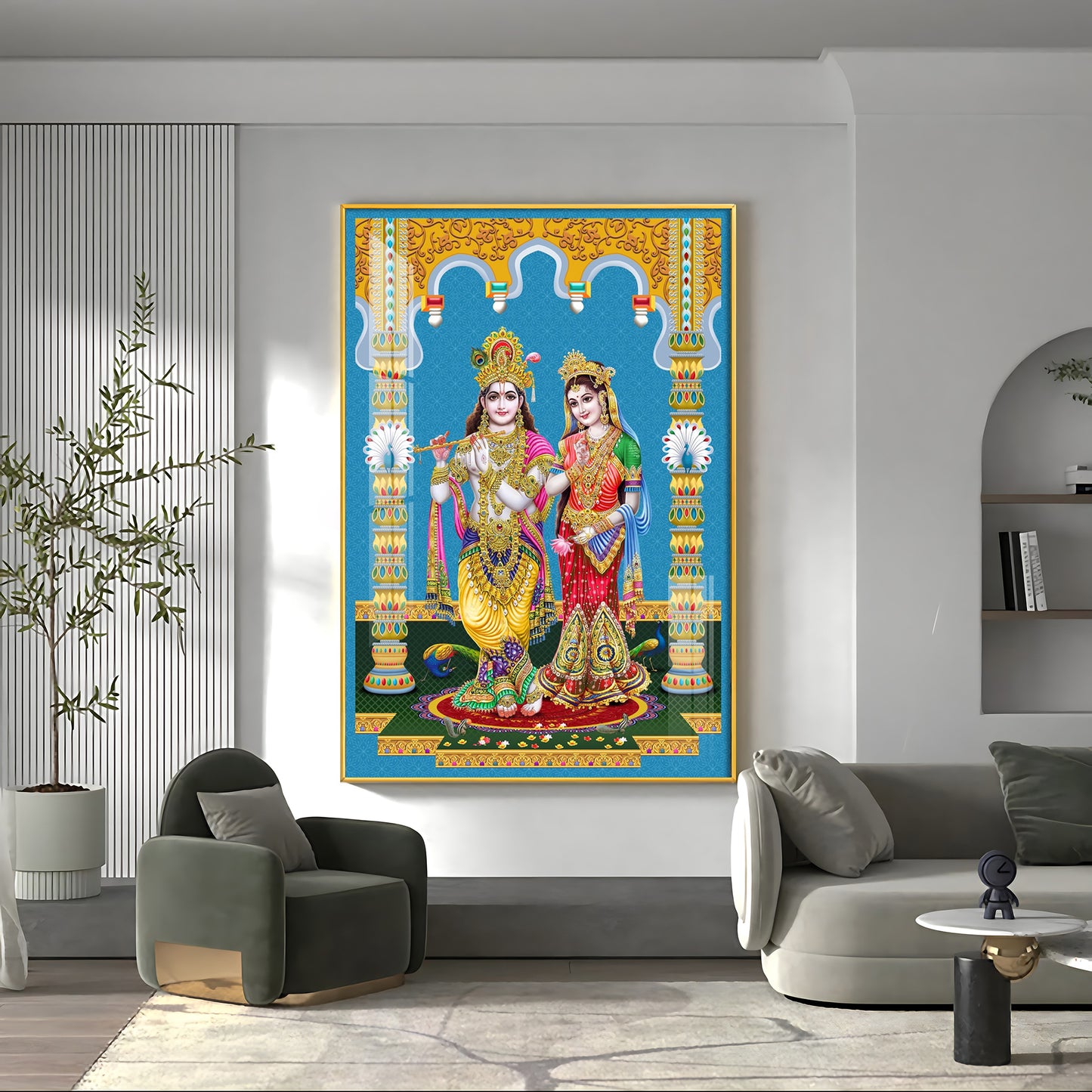 Divine Radha and Krishna Premium Acrylic Vertical Wall Art