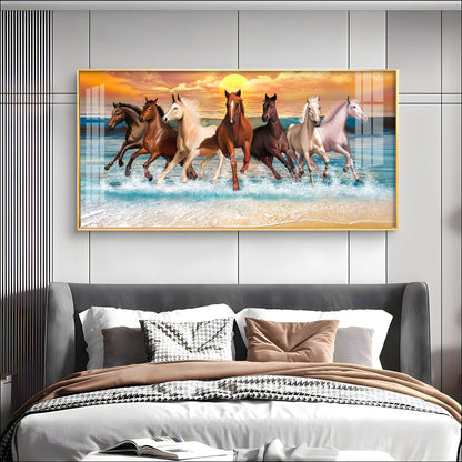 Vastu 7 Running Horses Premium Acrylic Horizontal Wall Art