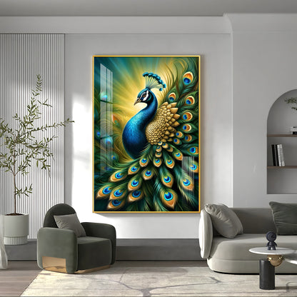 Heavenly Peacock Premium Acrylic Vertical Wall Art