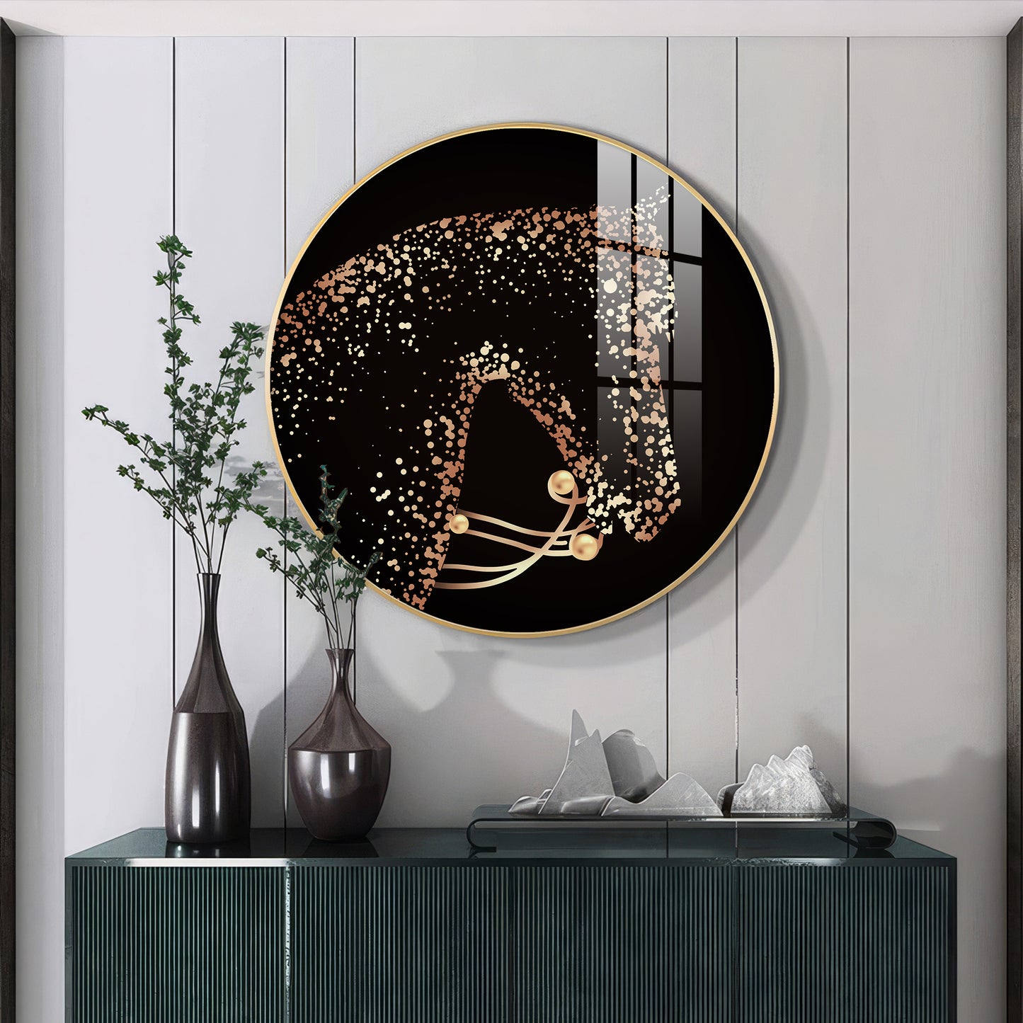 Golden Gallop Premium Acrylic Round Wall Art