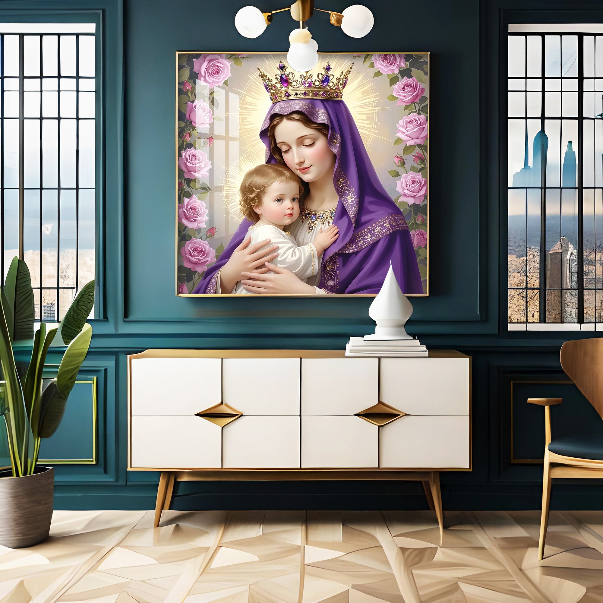 Holy Mother Of God Premium Acrylic Square Wall Art