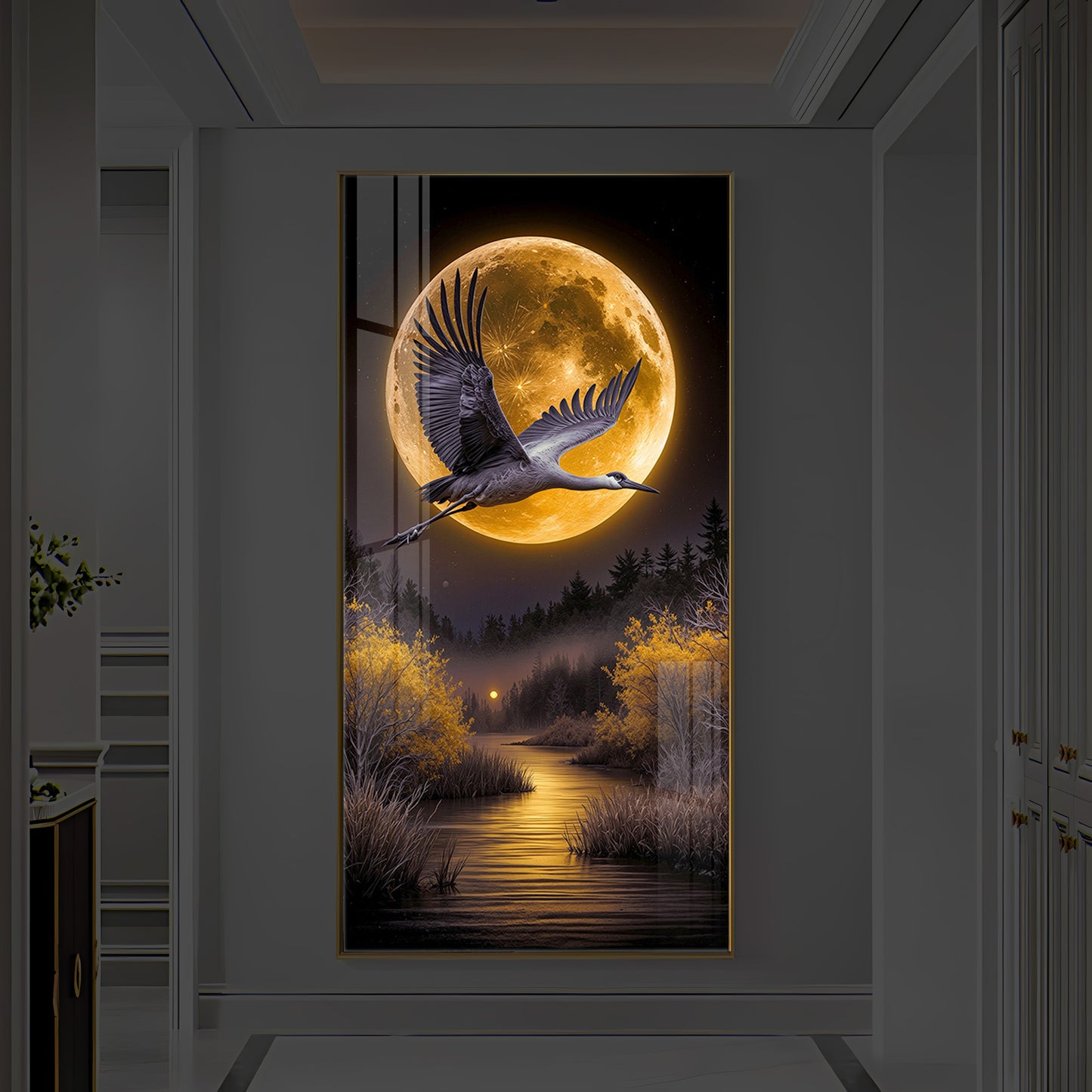 Regalia Bird Modern Luxury Backlight Vertical Wall Art