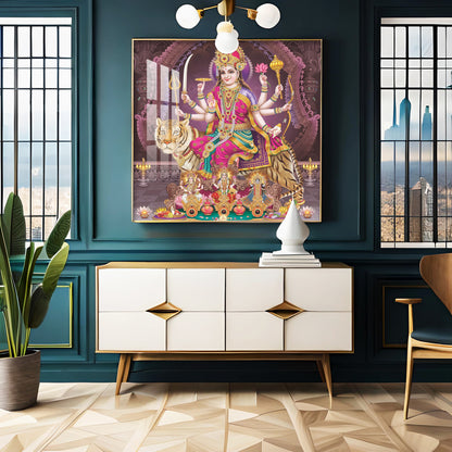 Maa Durga Premium Acrylic Square Wall Art