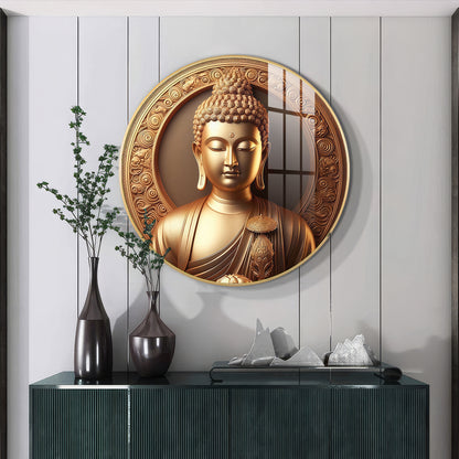 Blessings Of Buddha Premium Acrylic Round Wall Art