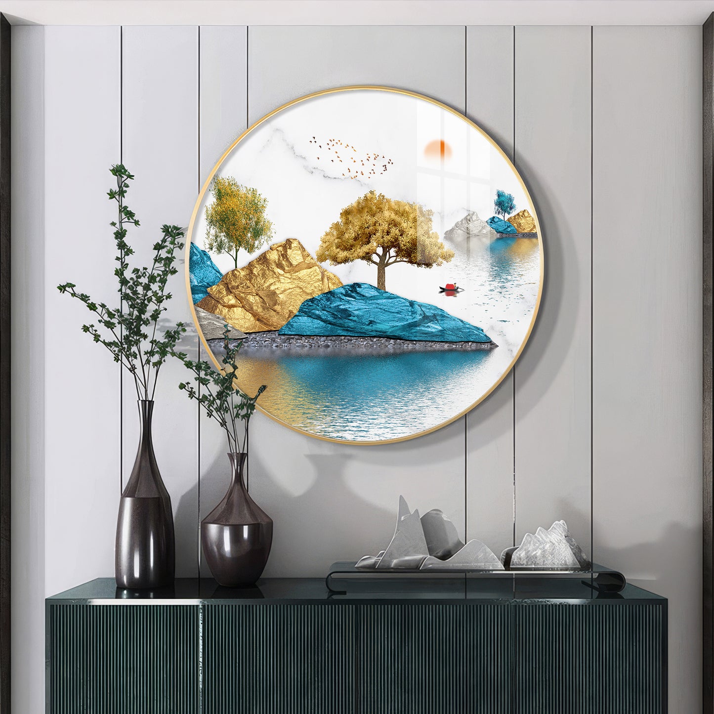 Lakebound Ascent Premium Acrylic Round Wall Art