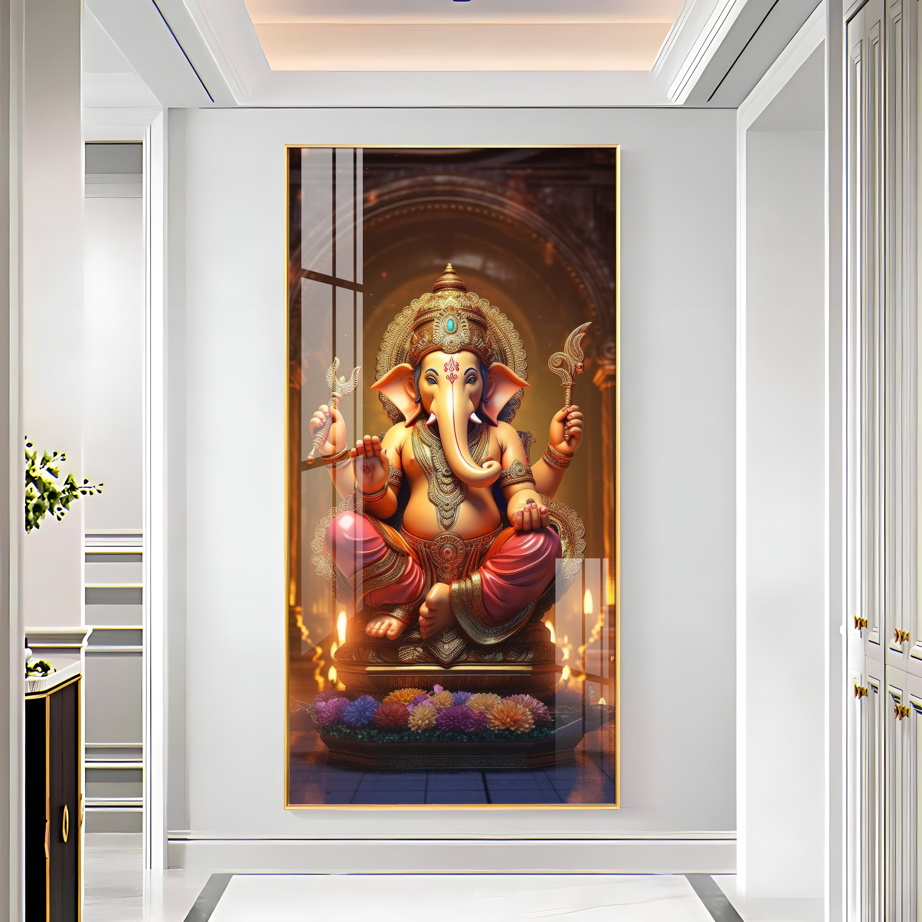 Jai Shree Ganesh Premium Acrylic Vertical Wall Art