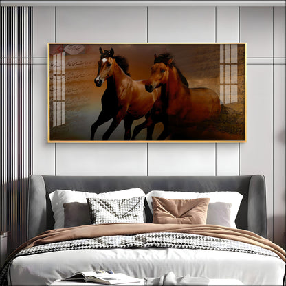 Arabic Horses Premium Acrylic Vertical Wall Art