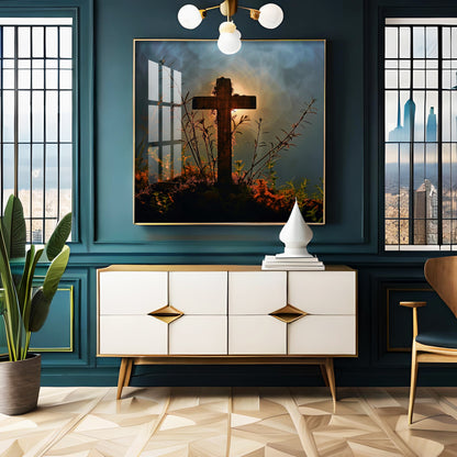 Jesus Christ Cross Premium Acrylic Square Wall Art