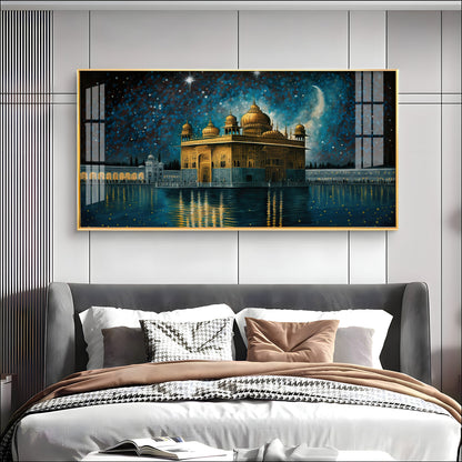 Beautiful Golden Temple With Constellation Premium Acrylic Horizontal Wall Art