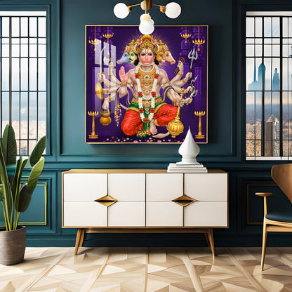 Divine Serenity Of Hanuman Premium Acrylic Square Wall Art