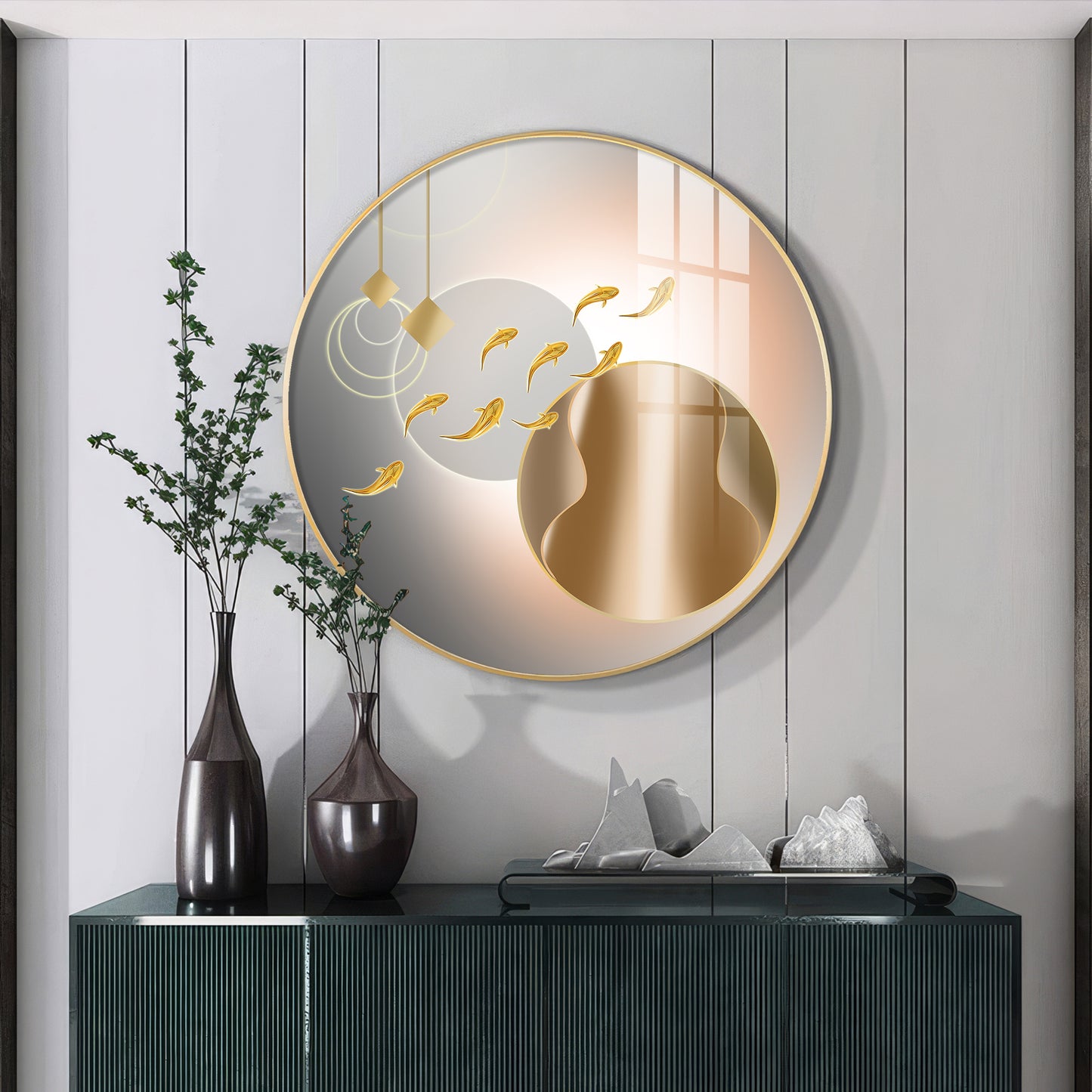 Circle of Fins Premium Acrylic Round Wall Art