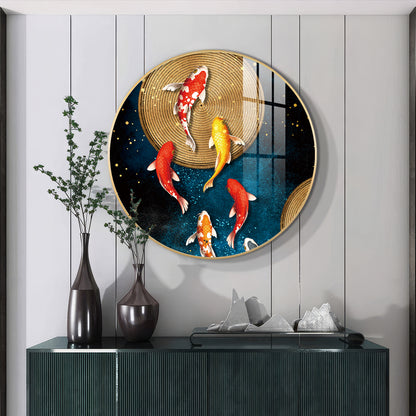 Koi Harmony Premium Acrylic Round Wall Art