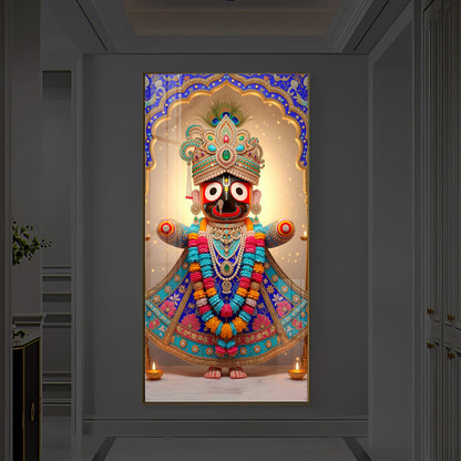 Jai Shri Jagannath Ji Modern Luxury Backlight Vertical Wall Art