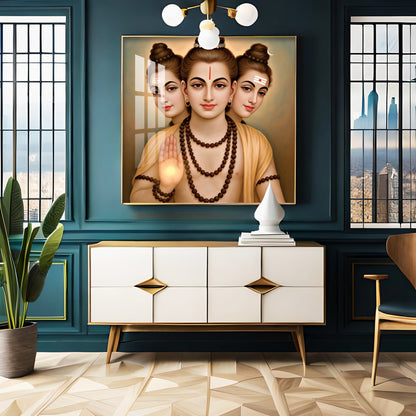 God Dattatreya Ji Maharaj Premium Acrylic Square Wall Art