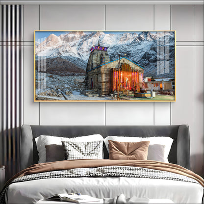 Holy Kedarnath Temple Premium Acrylic Horizontal Wall Art