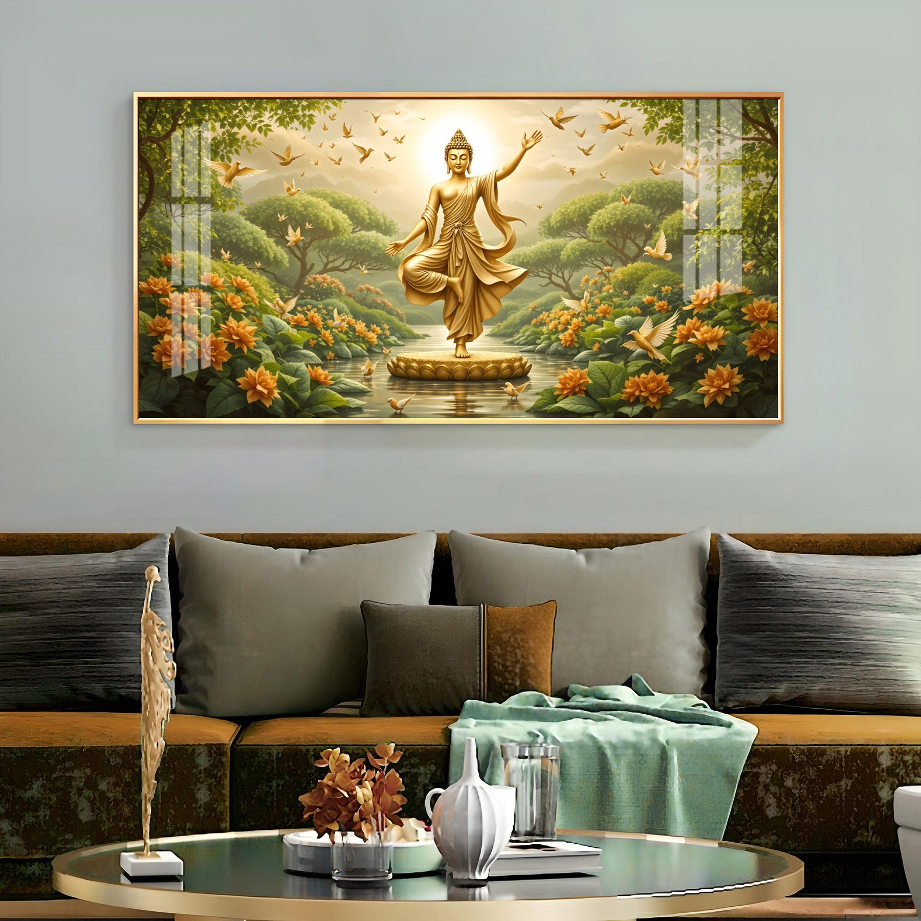 Buddha In Standing Premium Acrylic Horizontal Wall Art