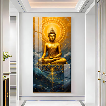 Tranquil Gold Buddha Premium Acrylic Vertical Wall Art