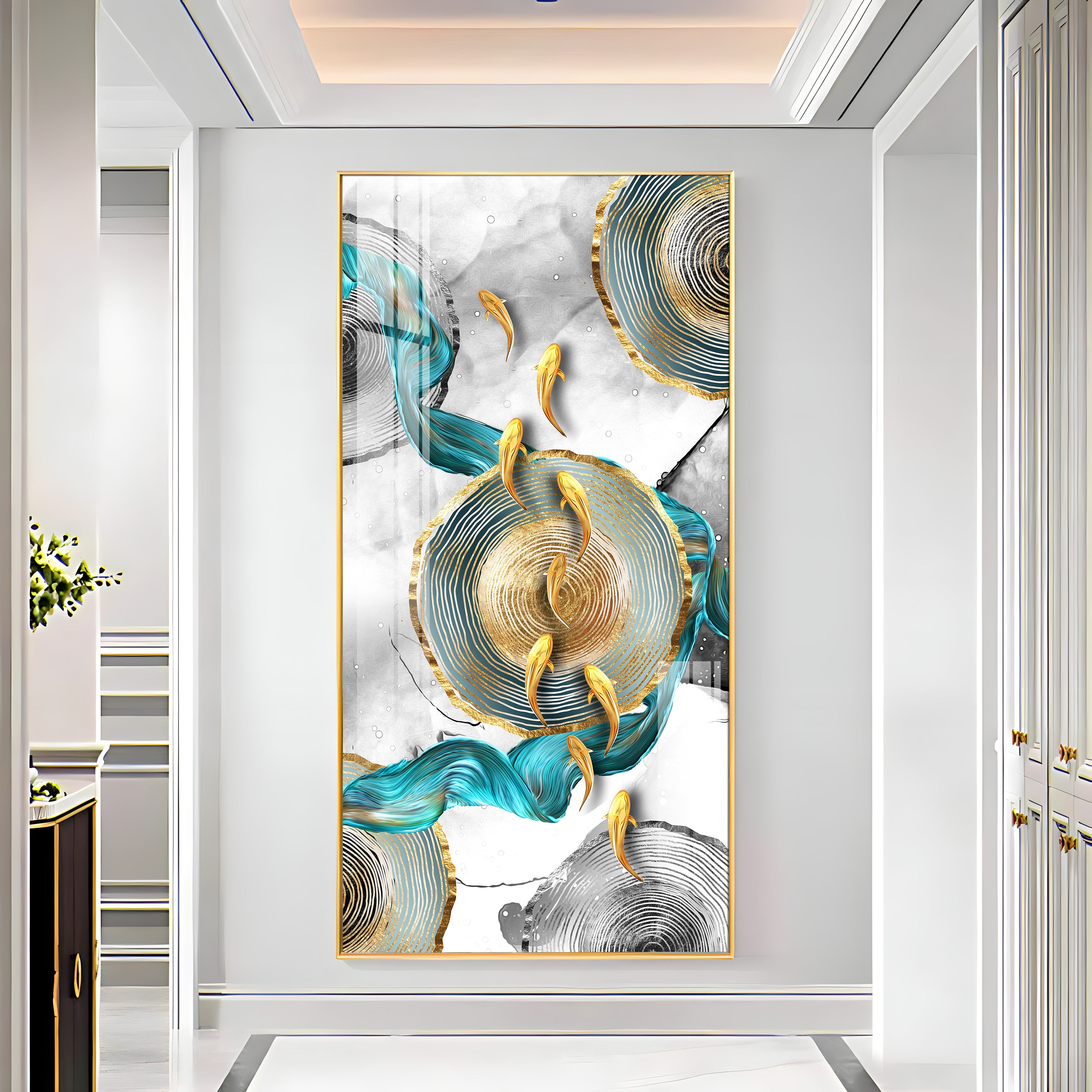 Serene Artwork Luxury Crystal Vertical Wall Art