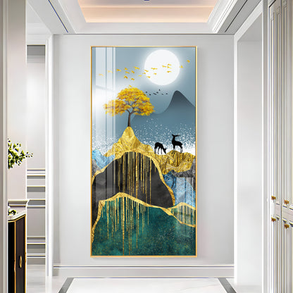 Moon & Mountains Premium Acrylic vertical Wall Art