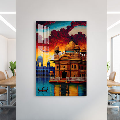 Twilight Golden Temple Acrylic Wall Art