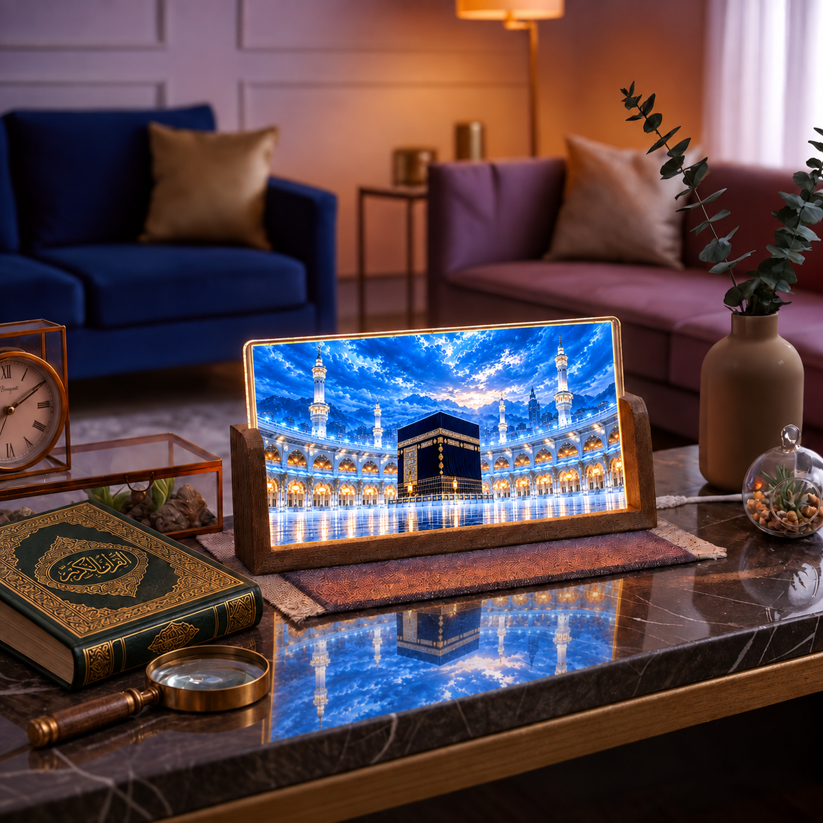 Blue Sky Makkah Acrylic LED Table Lamp - Wooden Stand