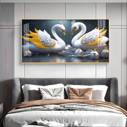 Lovely Swan Couple Premium Acrylic Horizontal Wall Art