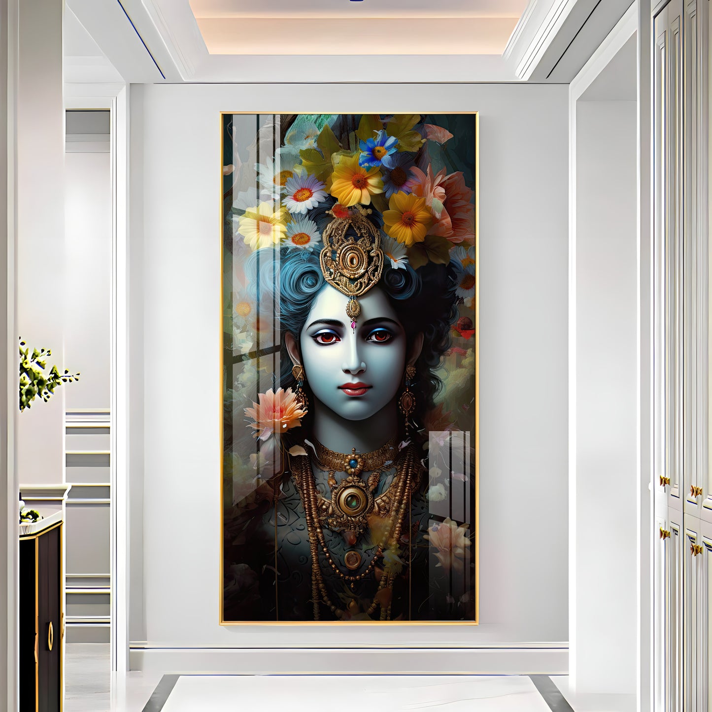 Jai Shree Krishna Premium Acrylic Vertical Wall Art