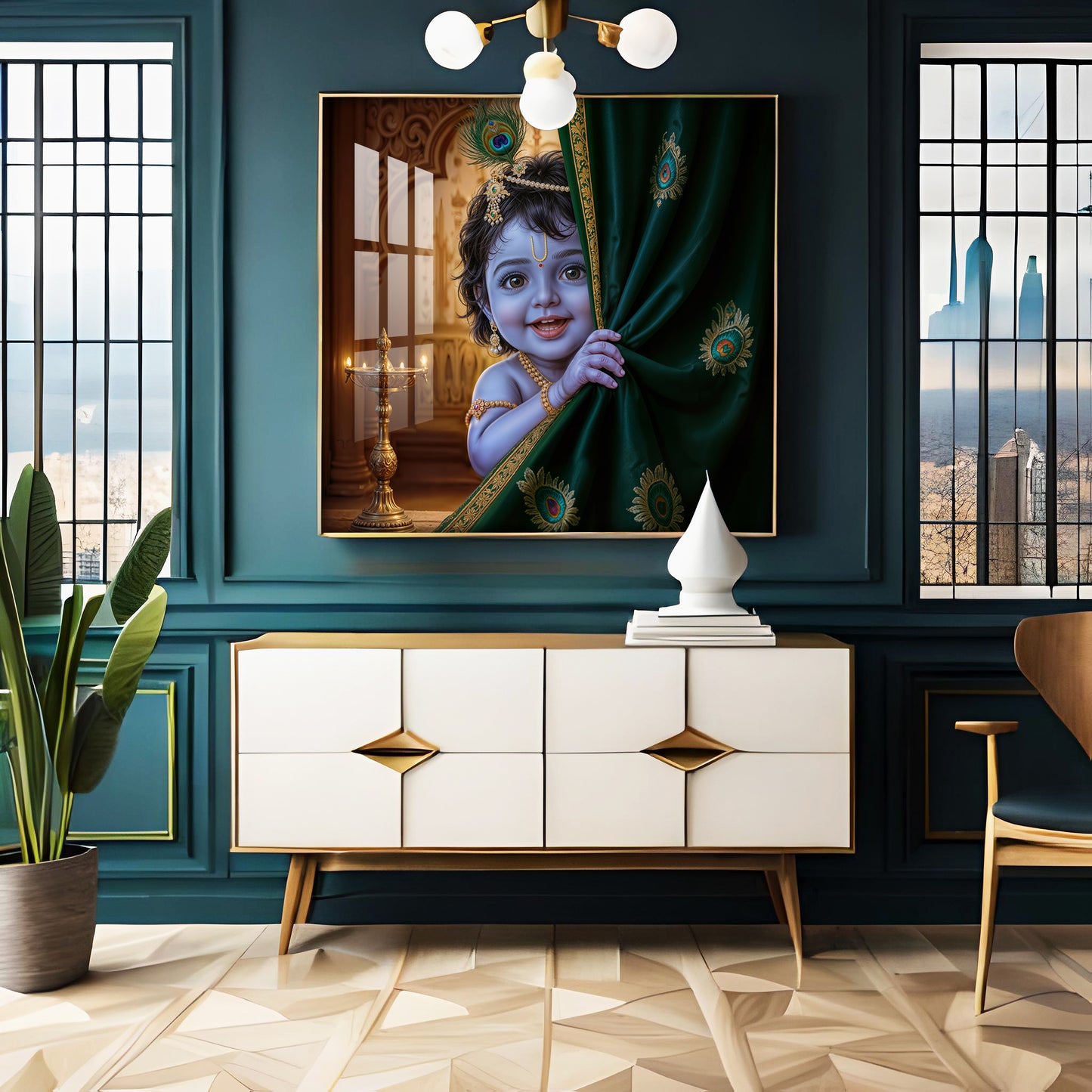 Little Lord kanha Premium Acrylic Square Wall Art