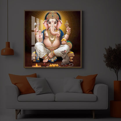 Shree Ganesh Modern Luxury Backlight Square Wall Art