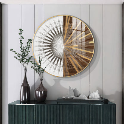 Gold & White Abstract Premium Acrylic Round Wall Art
