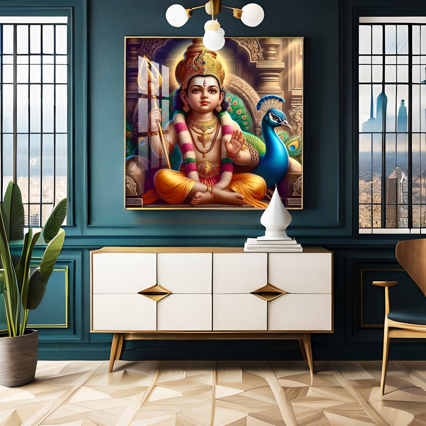 Lord Murugan Premium Acrylic Square Wall Art