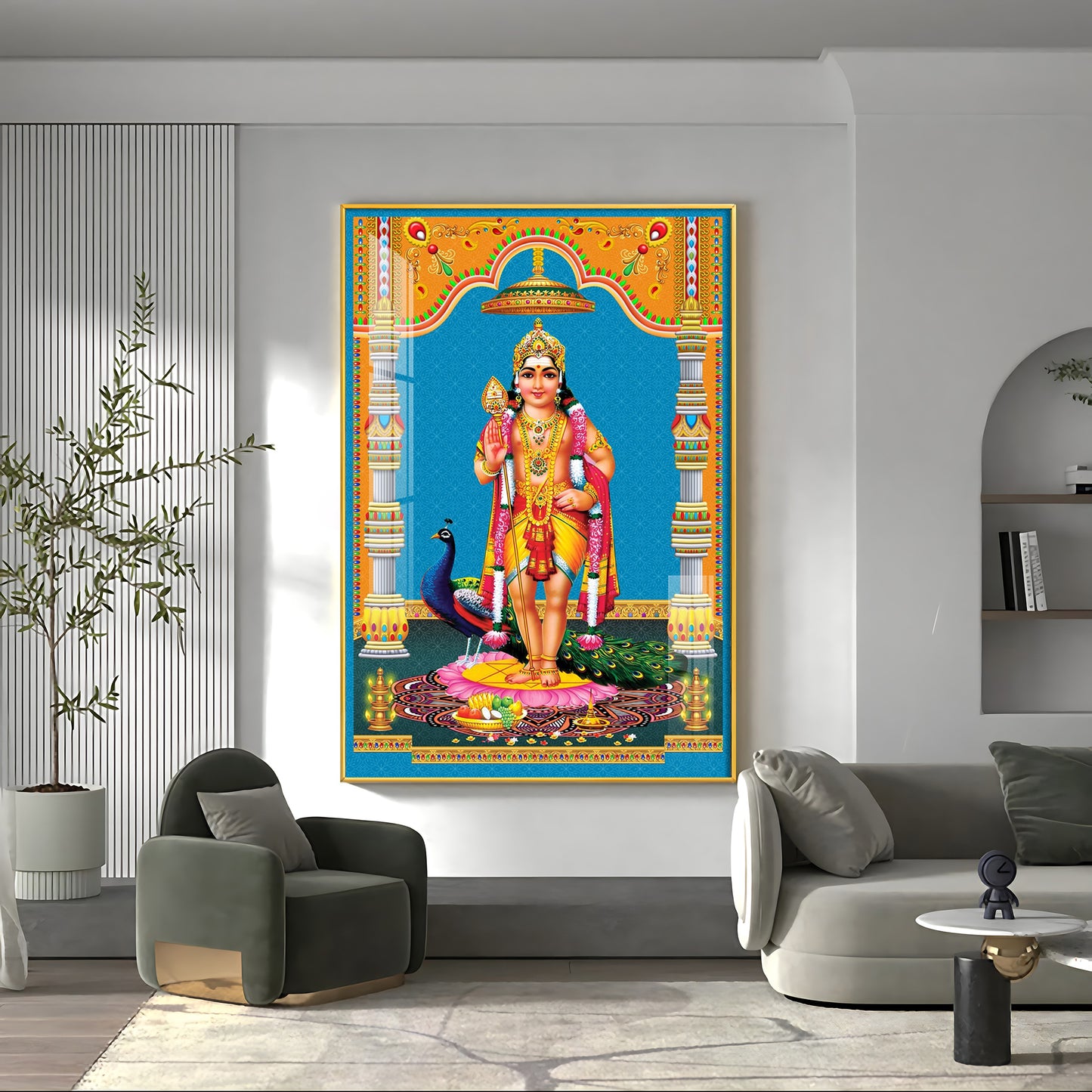 God Murugan Kartikeya Premium Acrylic Vertical Wall Art