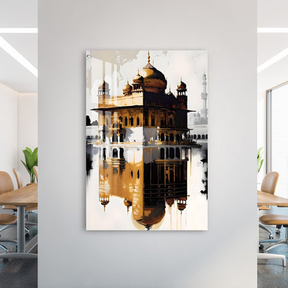 Shades of Golden temple Acrylic Wall Art