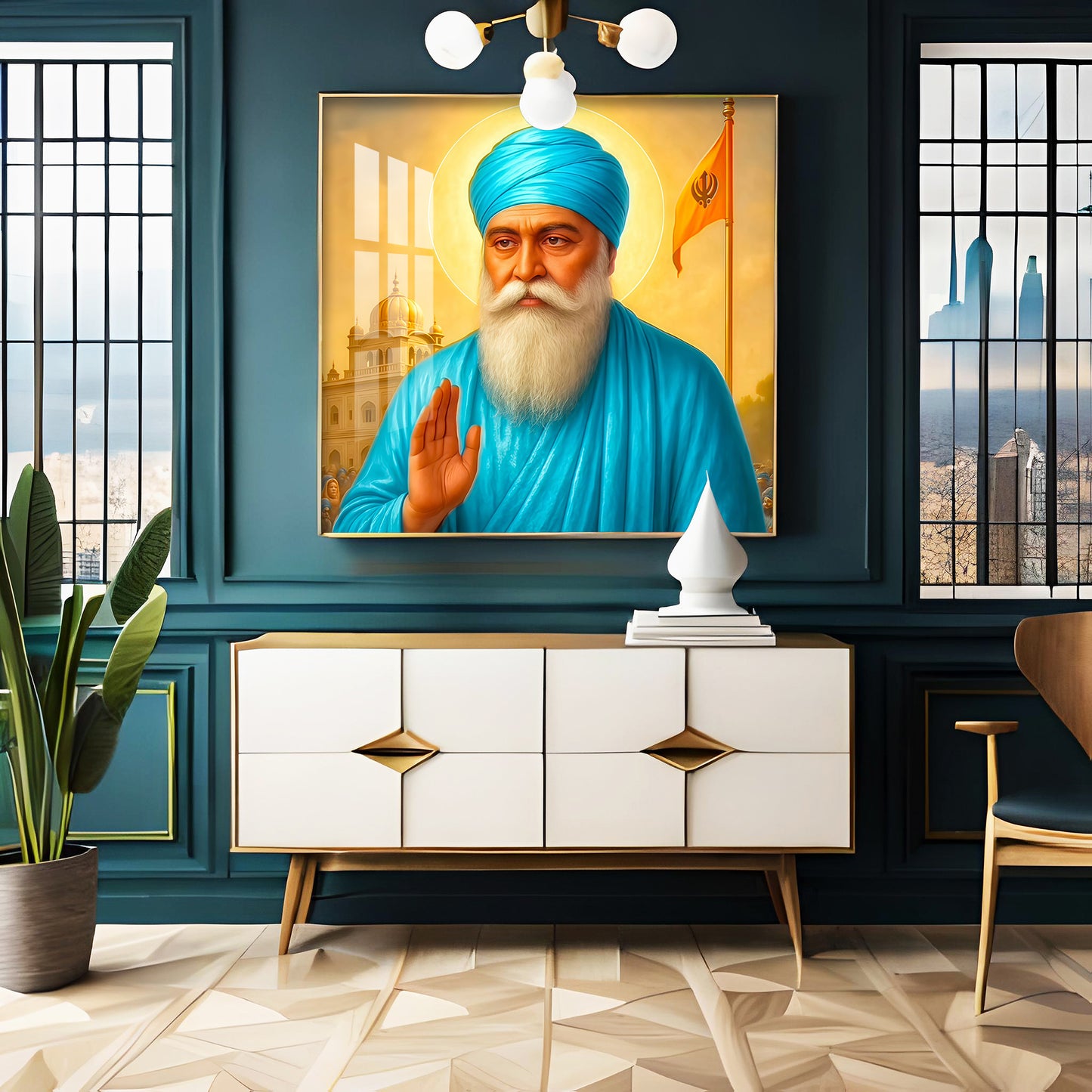 Blessing By Guru Nank Ji Premium Acrylic Square Wall Art