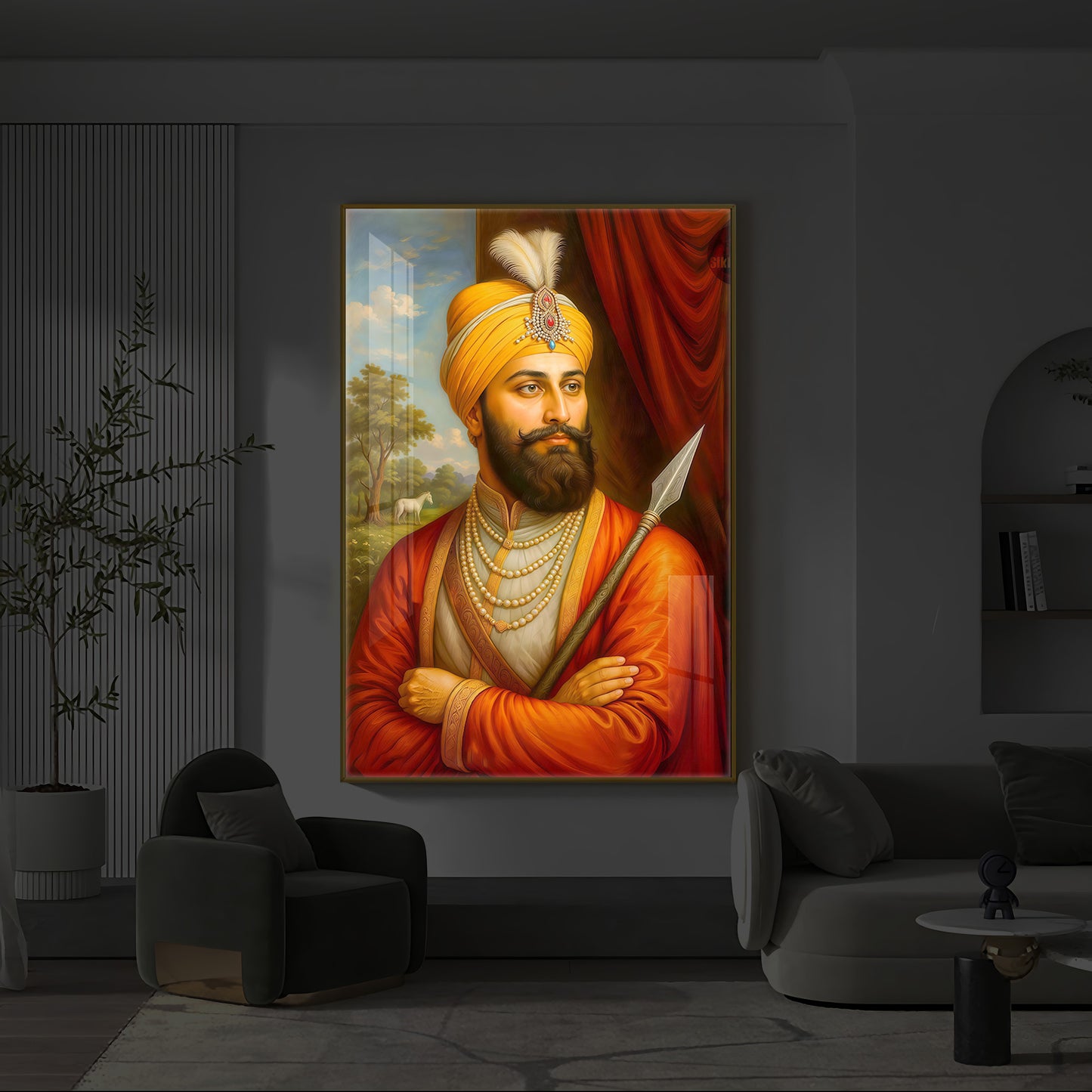 Prestigious Guru Gobind Singh Ji Modern Luxury Backlight Vertical Wall Art