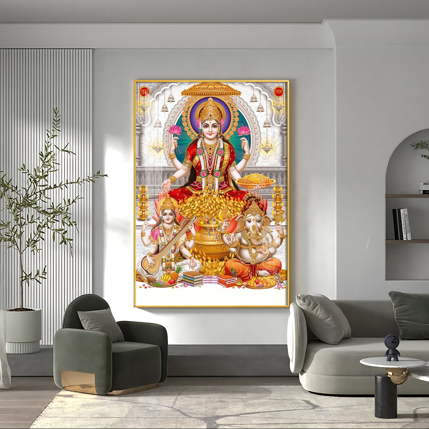 Mural of Goddess Laxmi Premium Acrylic Vertical Wall Art